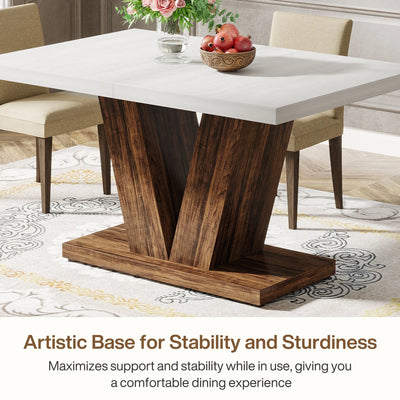 Mesa de comedor de basalto de 47" | Mesa de comedor de cocina de madera con pedestal resistente de mesa blanca