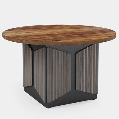 Mesa de comedor redonda maciza de 47" | Mesa de cocina de madera circular de granja para 4-6 personas