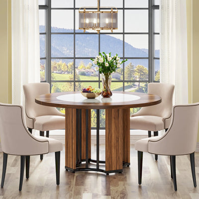 Latte 47" Round Dining Table | Wood Circle Kitchen Table with Metal Base