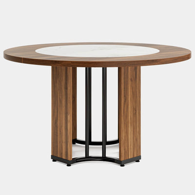 Mesa de comedor redonda Latte de 47" | Mesa de cocina circular de madera con base de metal