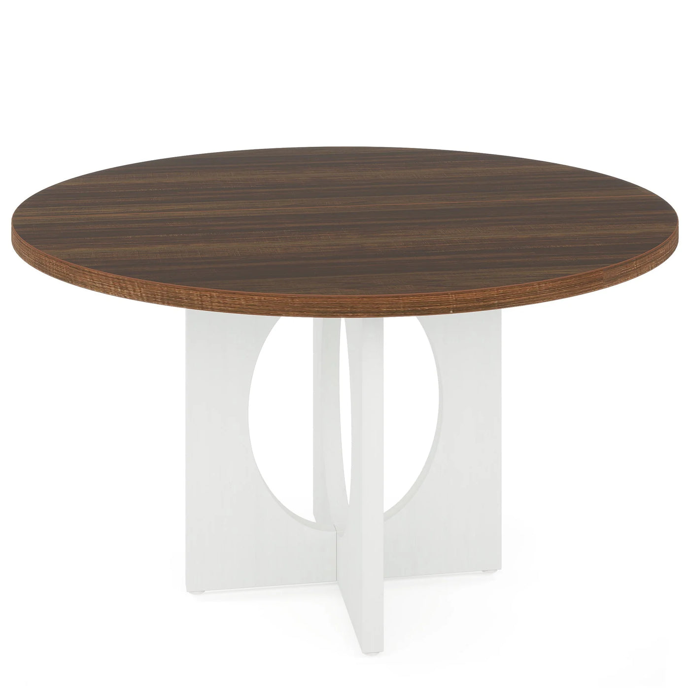 Mesa de comedor redonda Fawn de 47 pulgadas | Mesa de cocina de madera blanca y marrón para 4-6 personas