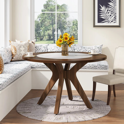 Tamnie Round Dining Table | Circular Wooden Kitchen Table for 4-6