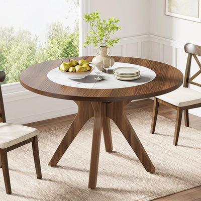 Mesa de comedor redonda Tamnie | Mesa de cocina circular de madera para 4-6 personas