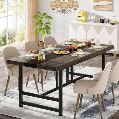 Teramo Dining Table 6 People | 70" Home & Kitchen Table with Metal Frame Wood Top