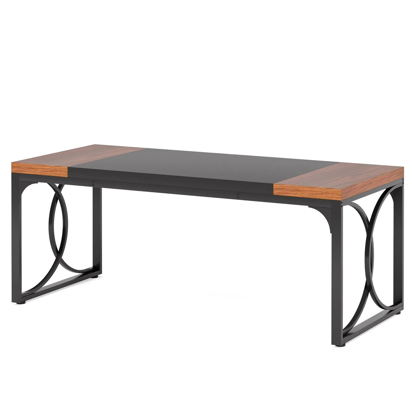 Mesa de comedor industrial Miniken | Mesa de cocina rectangular de 63" con estructura de metal resistente