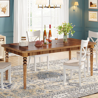 Alexandra Farmhouse Dining Table for 4-6 People | Kitchen Table with Solid Wood Turned Legs