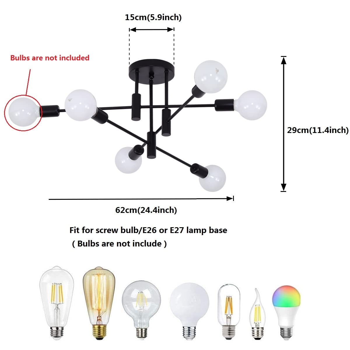 10 Lights Modern Sputnik Ceiling Chandelier Gold Industrial Ceiling Lamp Mid Century Semi Flush Mount Ceiling Light Fixture for Kitchen Dining Room Living Room Bedroom Foyer Lighting