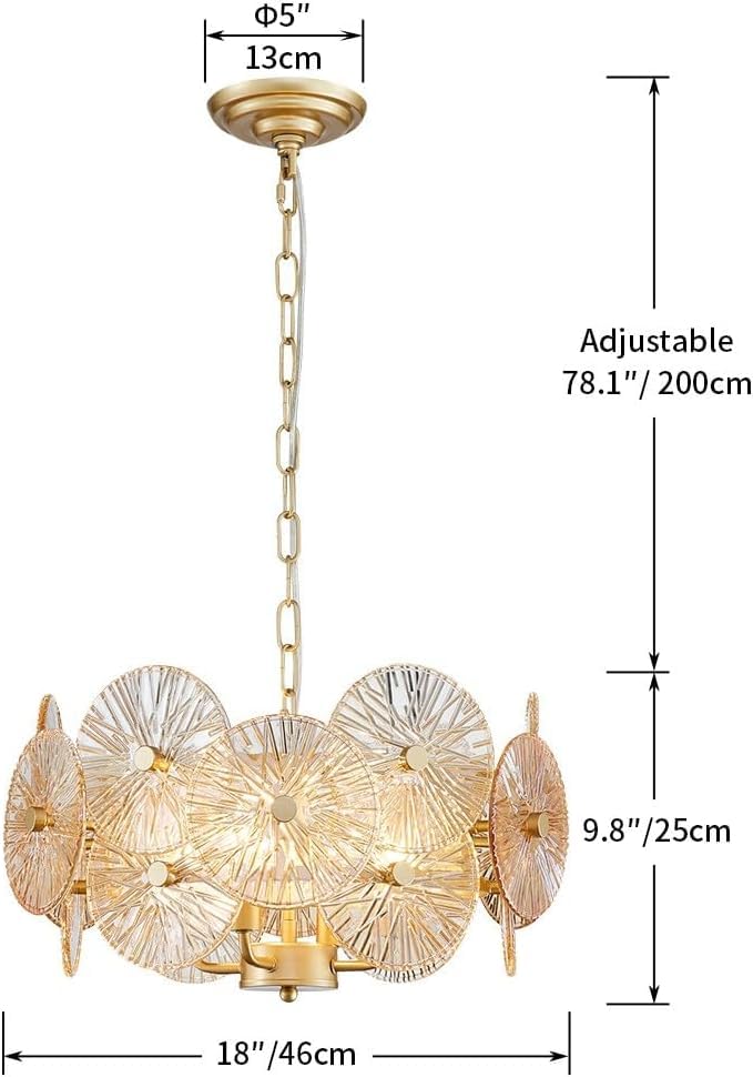 Dandelion Crystal Chandeliers, Modern Design, Firework Pendant Light Fixture for Living Space, H17'' x D17'', Adjustable Chains 59'', G9*9 Sockets, Brilliant Gold Finish Frame