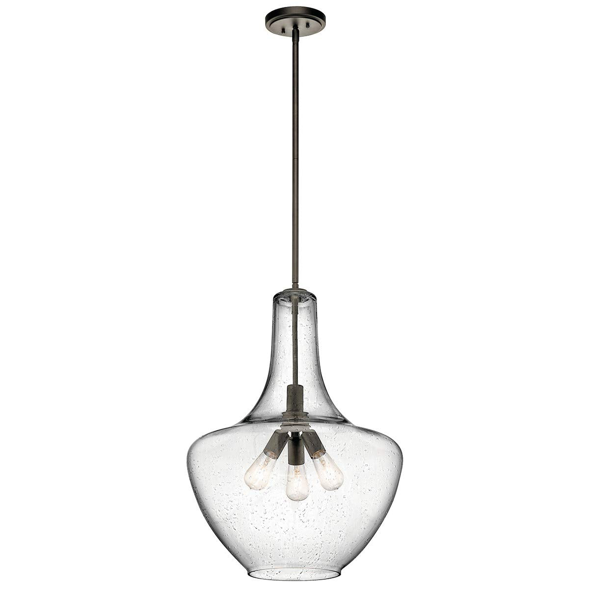 19.75" Kitchen Bell Pendant in Olde Bronze®, 1-Light Clear Glass Pendant Light, (19.75" H x 13.75" W), 42046OZ