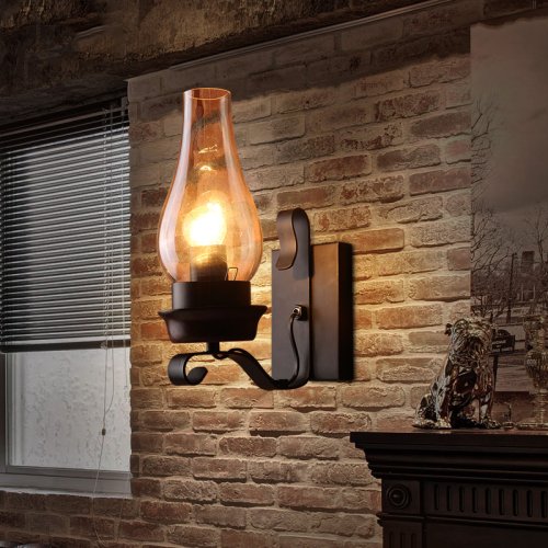 Rustic Wall Sconce Vintage Farmhouse Wall Light Fixtures Industrial Glass Wall Lamp for Cabin Bedroom Living Room Hallway Fireplace (2PCS)