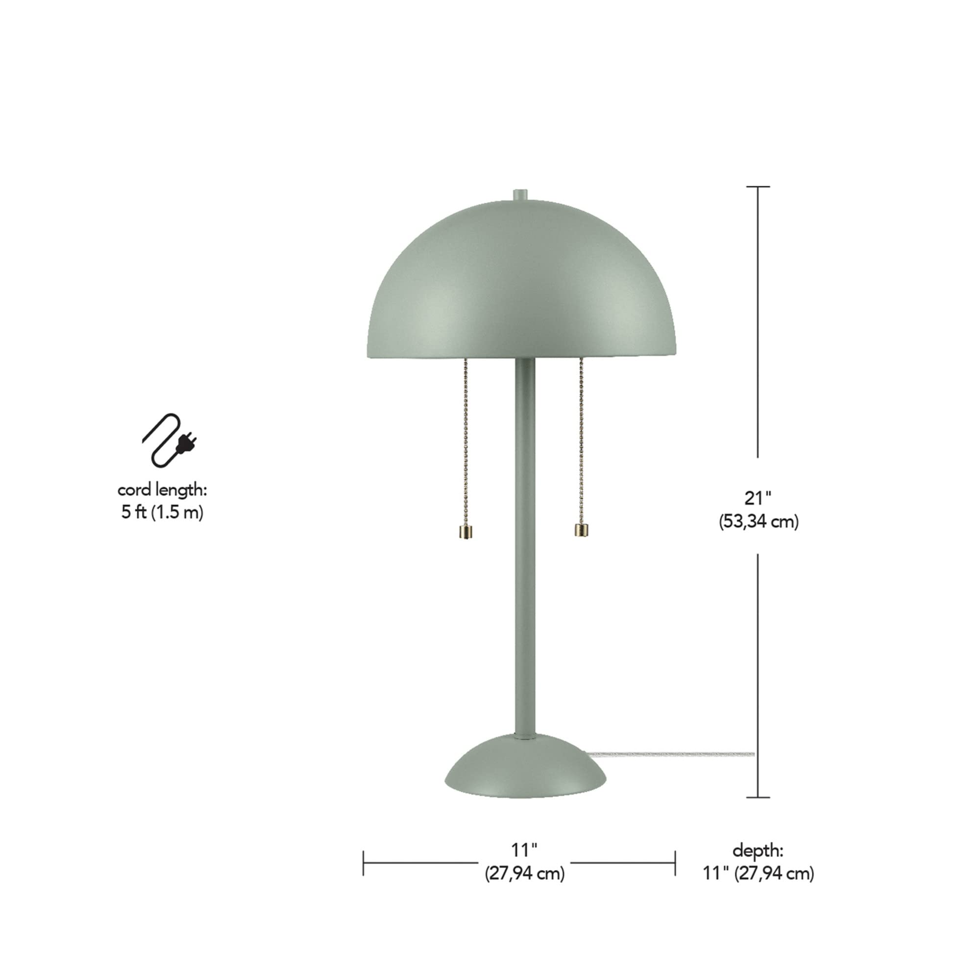 21" 2-Light Table Lamp, Sage Green, Double On/Off Pull Chain