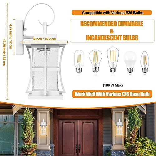 2 Packs Outdoor Wall Light, Oil Rubbed Bronze Exterior Light Fixture Waterproof Porch Sconces Wall Mounted Lighting, Anti-Rust Rustic Wall Sconce for House Garage, Doorway, Front Door Entryway, E26