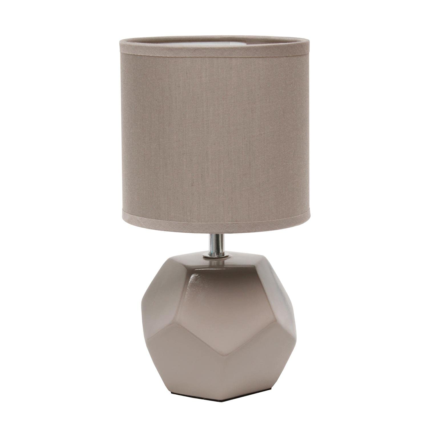 Round Prism Mini Table Lamp with Matching Fabric Shade, Gray