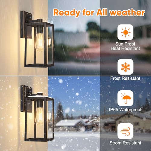 Outdoor Lighting Fixtures Wall Mount, Sensor Exterior Wall Lights for House, Anti Rust Porch Light, White Sconce Lamp, Waterproof Wall Lantern for Doorway, Garage, 2-Pack