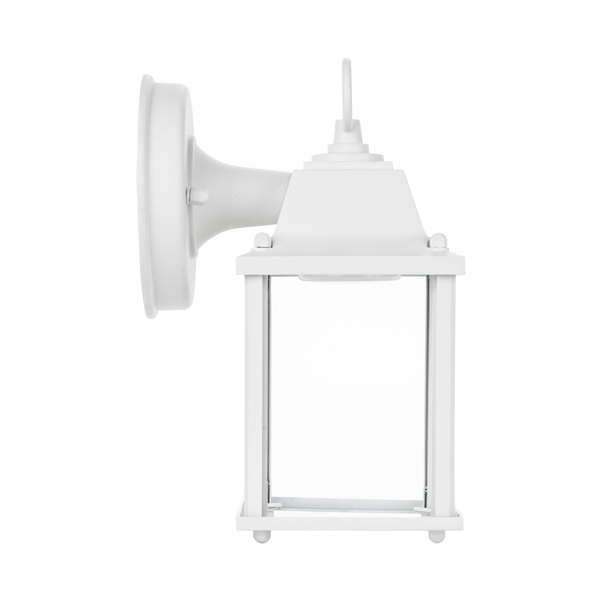 Outdoor LED Wall Lantern, Wall Sconce as Porch Light, 9.5W 800 Lumen, Aluminum Housing Plus Glass, 5000k-Matte White Finish, 2-Pack