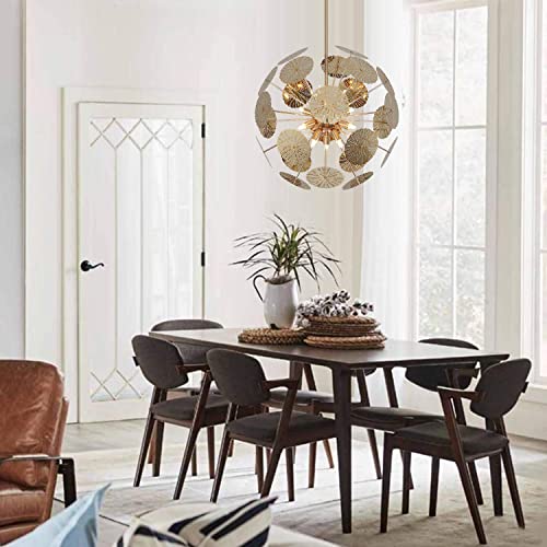 Lighting 12-Light Modern Sputnik Chandelier Gold with Bulbs, Adjustable Rods Globe Pendant Lighting Fixture for Dining Room Kitchen Island Foyer Farmhouse