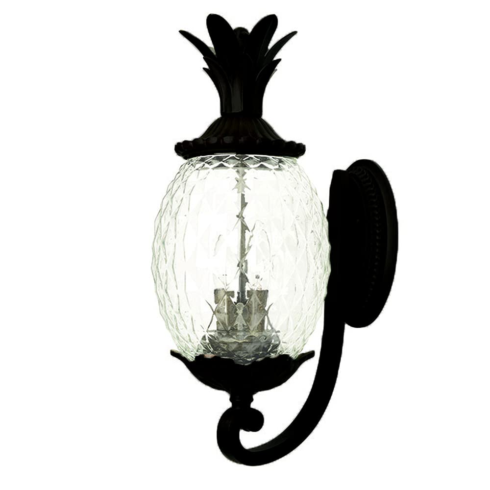 Large Outdoor Hanging Pineapple Dimmable Lantern | Durable Anti-Rust Cast Aluminum | Three Light in Black Coral | Showcases Style and Hospitality