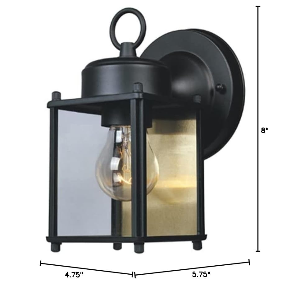 Outdoor Wall Mount Lantern Sconce, Black Finish, Weather Resistant, Clear Glass, Porch Light, Exterior Lighting Fixture, Outdoor Lights for House, Patio, Garage, 1161-BK