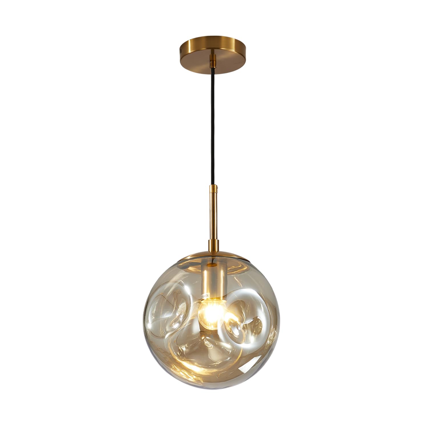 BOKT Modern Gold Kitchen Island Pendant Light Mid Century 3-Lights Globe Pendant Light Fixture Cluster Multi Light Pendant Lighting Bedside Glass Ball Pendant Lamp