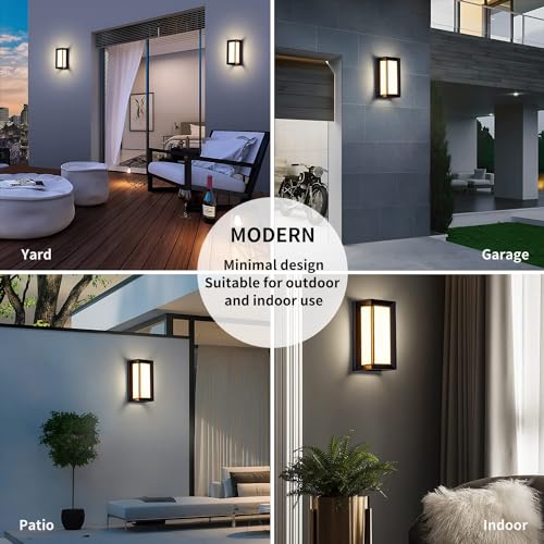 18W Modern Outdoor Lights for House, Front Porch Lights, Exterior Wall Mount Light Fixtures 3000K, Outdoor Patio LED Lights Waterproof, Aluminium Black Warm White