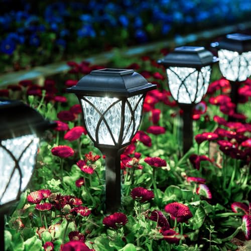 Solar Lights Outdoor Waterproof, 6 Pack LED Solar Garden Lights, Solar Lights for Outside, Garden Decor for Yard, Patio, Landscape, Planter, Walkway (Warm White)