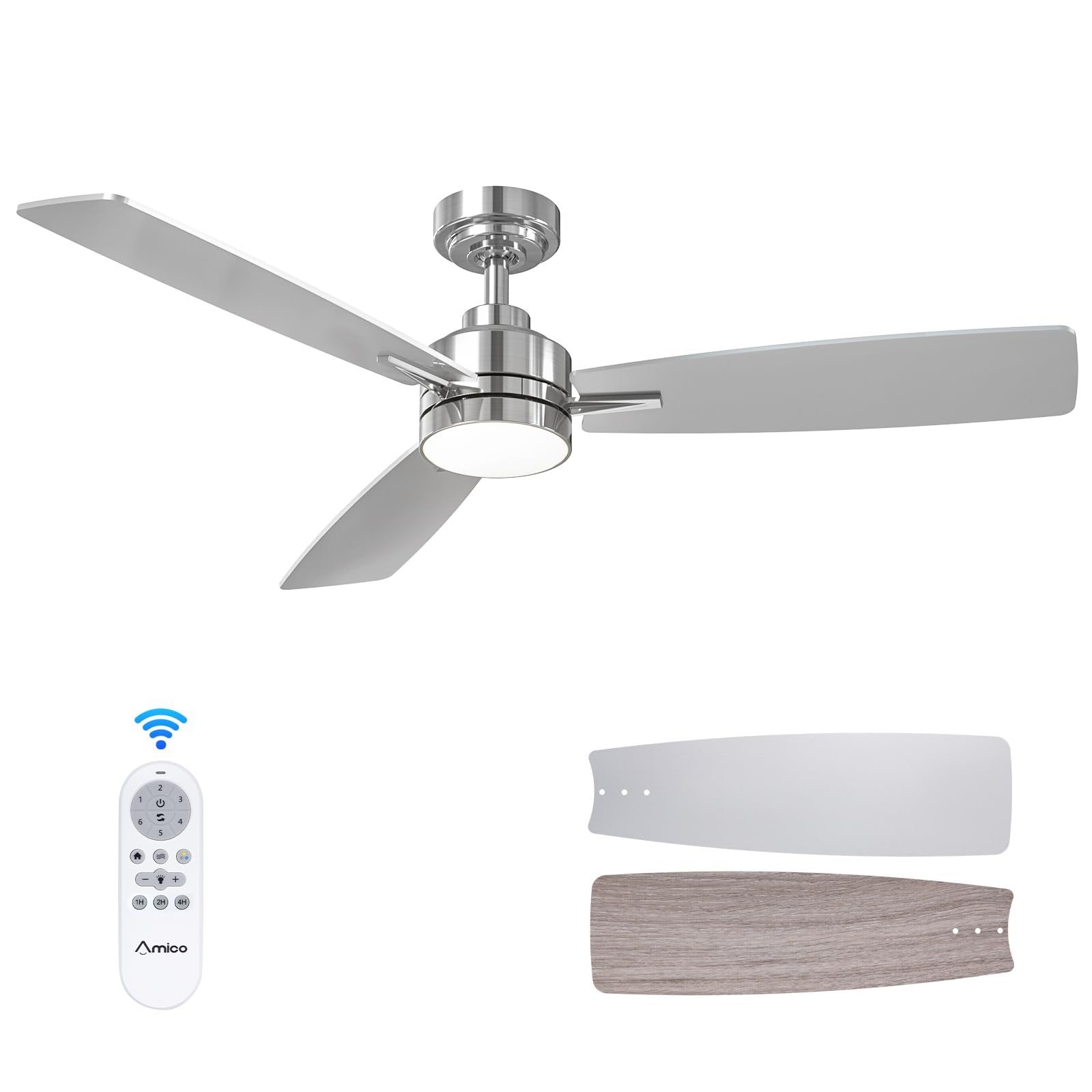 Ceiling Fans with Lights, 44 inch Ceiling Fan with Light and Remote Control, Reversible, 3CCT, Dimmable, Noiseless, Small Black Ceiling Fan for Bedroom, Indoor/Outdoor Use