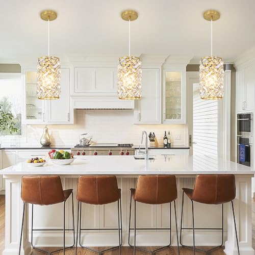 Modern Crystal Gold Pendant Light Fixtures for Kitchen Island Luxury Gold Chandelier Perfect for Dining Room, Bedroom, Kitchen, Living Room