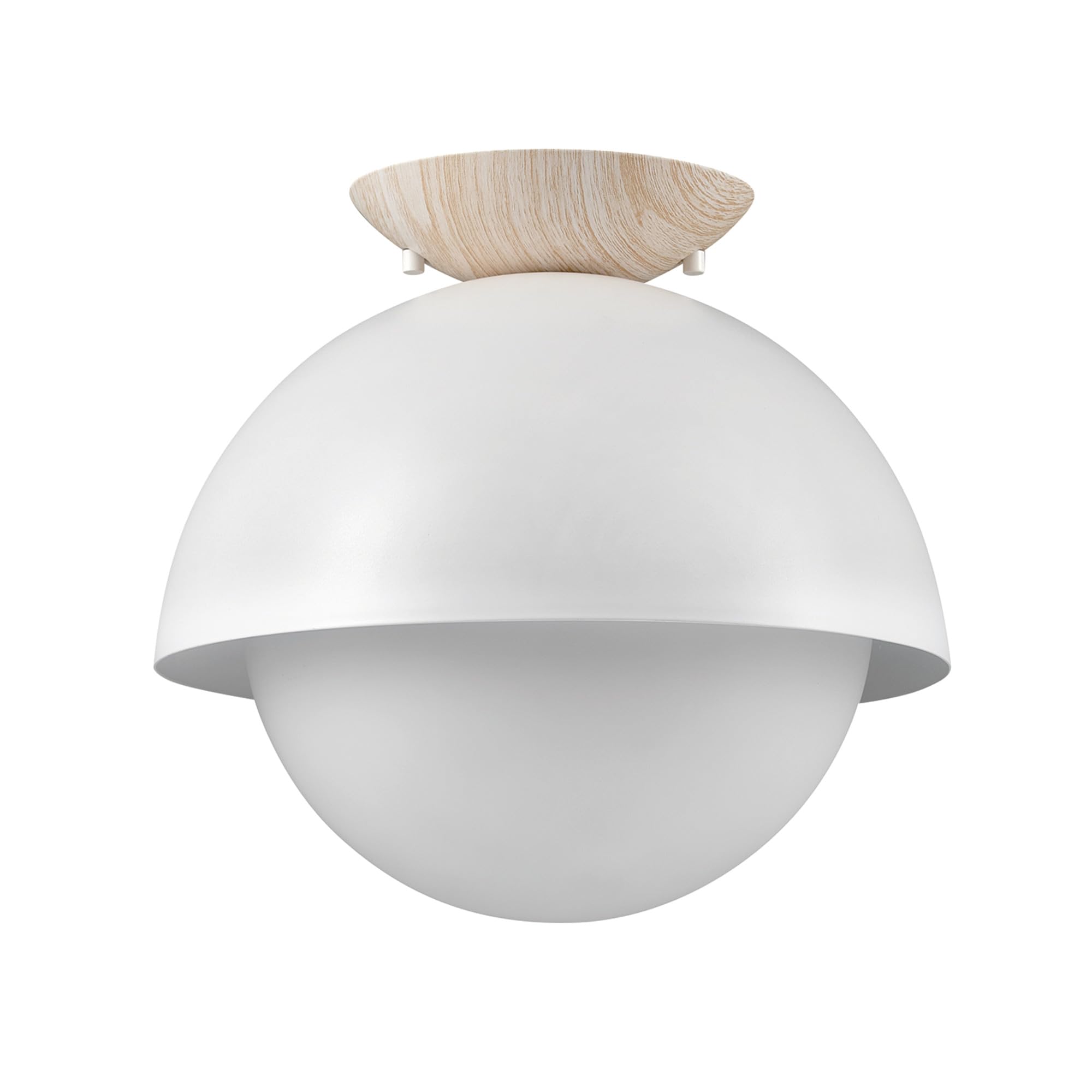 1-Light Semi-Flush Mount Ceiling Light, Matte Black, Matte Brass Accents, Bulb Not Included