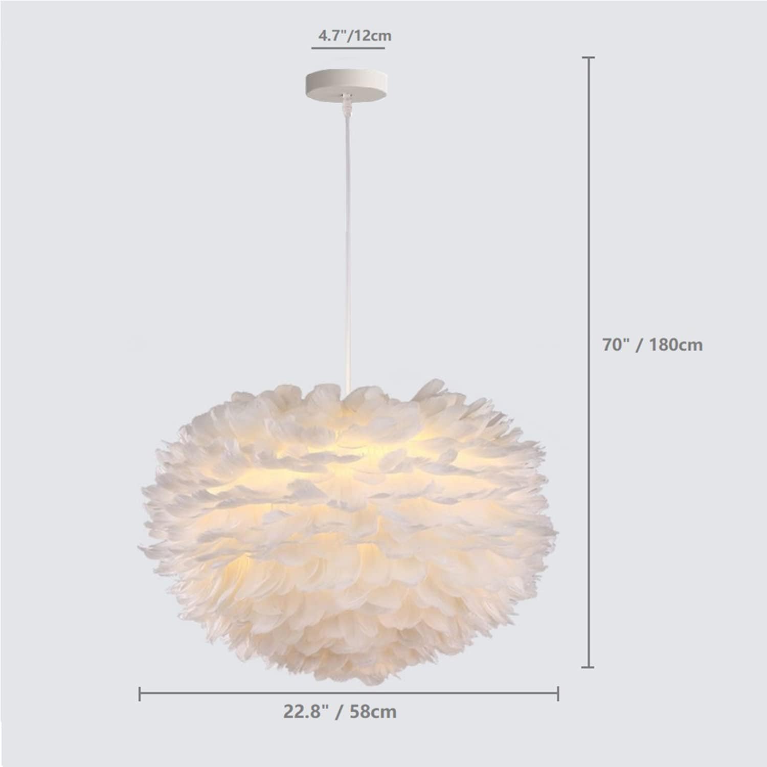 White Feather Chandelier Beautiful Pendant Light for Bedroom,Living Room,Girls Room