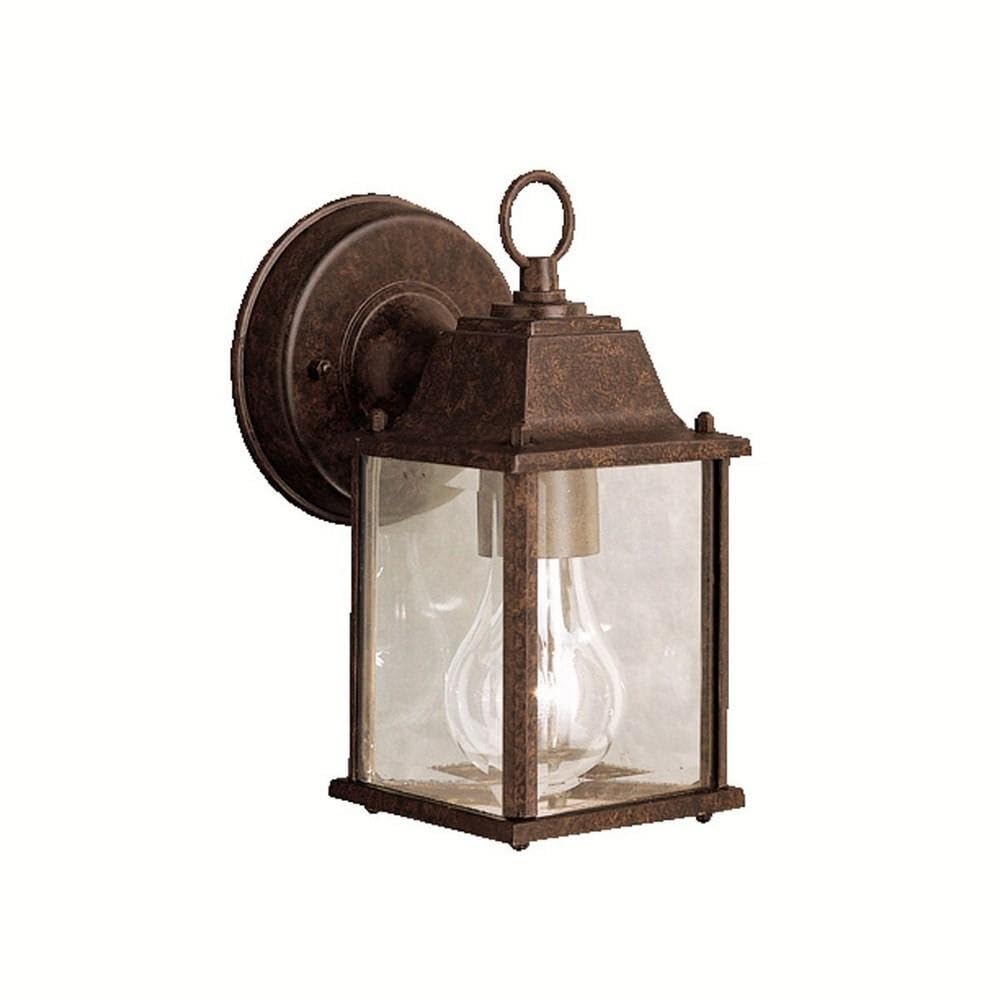 1 Light Outdoor Wall Light with Clear Beveled Glass in Tannery Bronze, 8.25 in