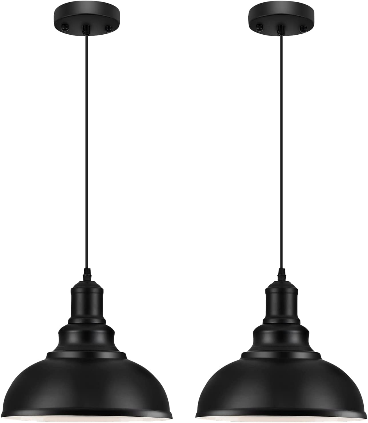 Pendant Lighting Vintage Industrial Fixtures, Black Metal Farmhouse Lights, Ceiling Lamp for Kitchen Home Island Dining Room Bedroom, 11.4 inches