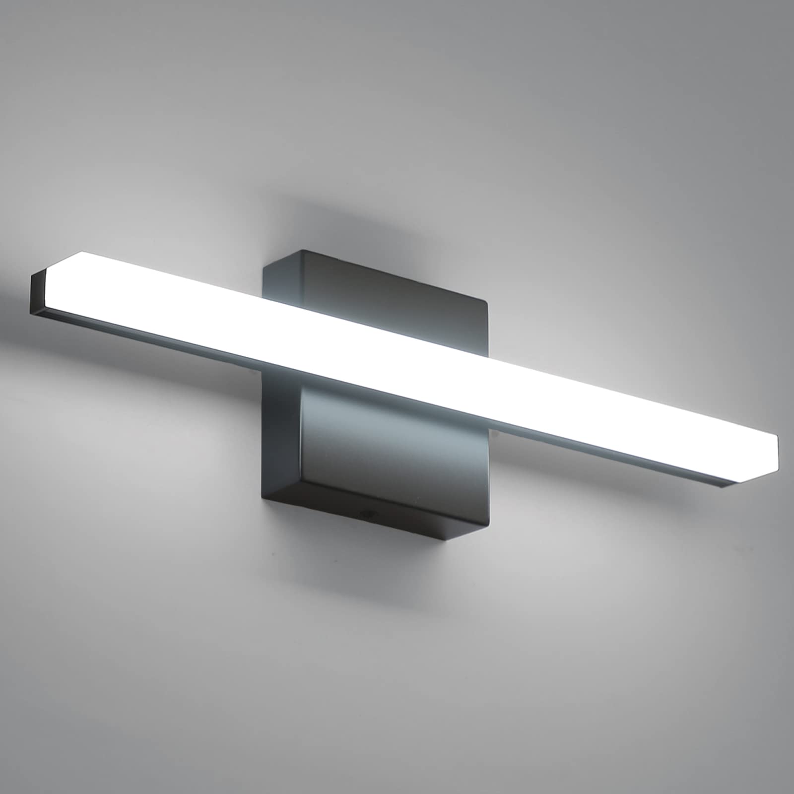 LED Bathroom Vanity Light Bar 16 Inch 9W Black IP44 Over Mirror Lighting Fixture Wall Sconce Indoor Modern Cool White 6000K