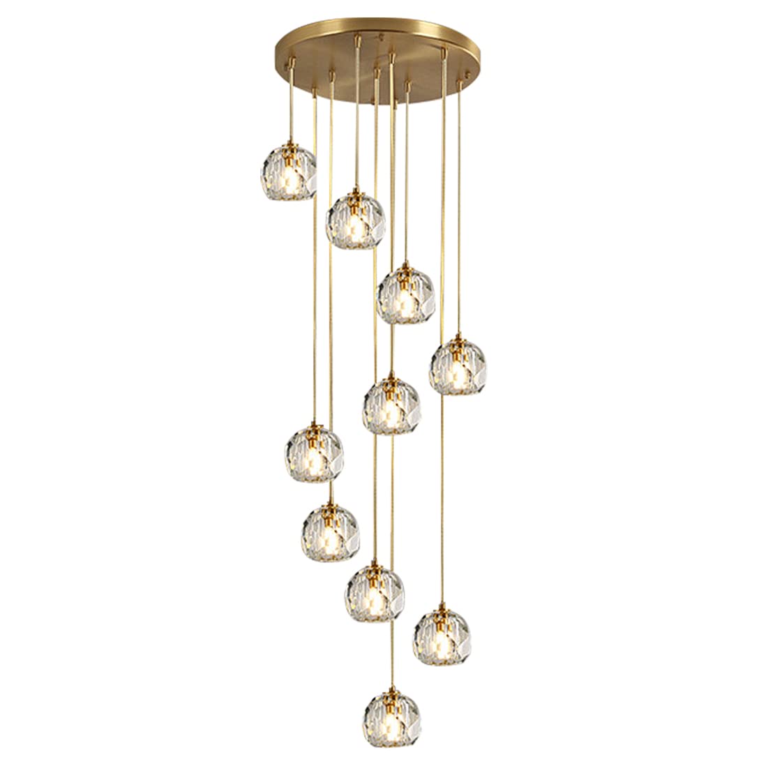 3-Light Cluster Pendant Lighting Crystal Chandelier Gold Hanging Pendant Light Fixture Mid Century Modern Multi Light Pendant Lighting for Dining Room Kitchen Island Bedroom