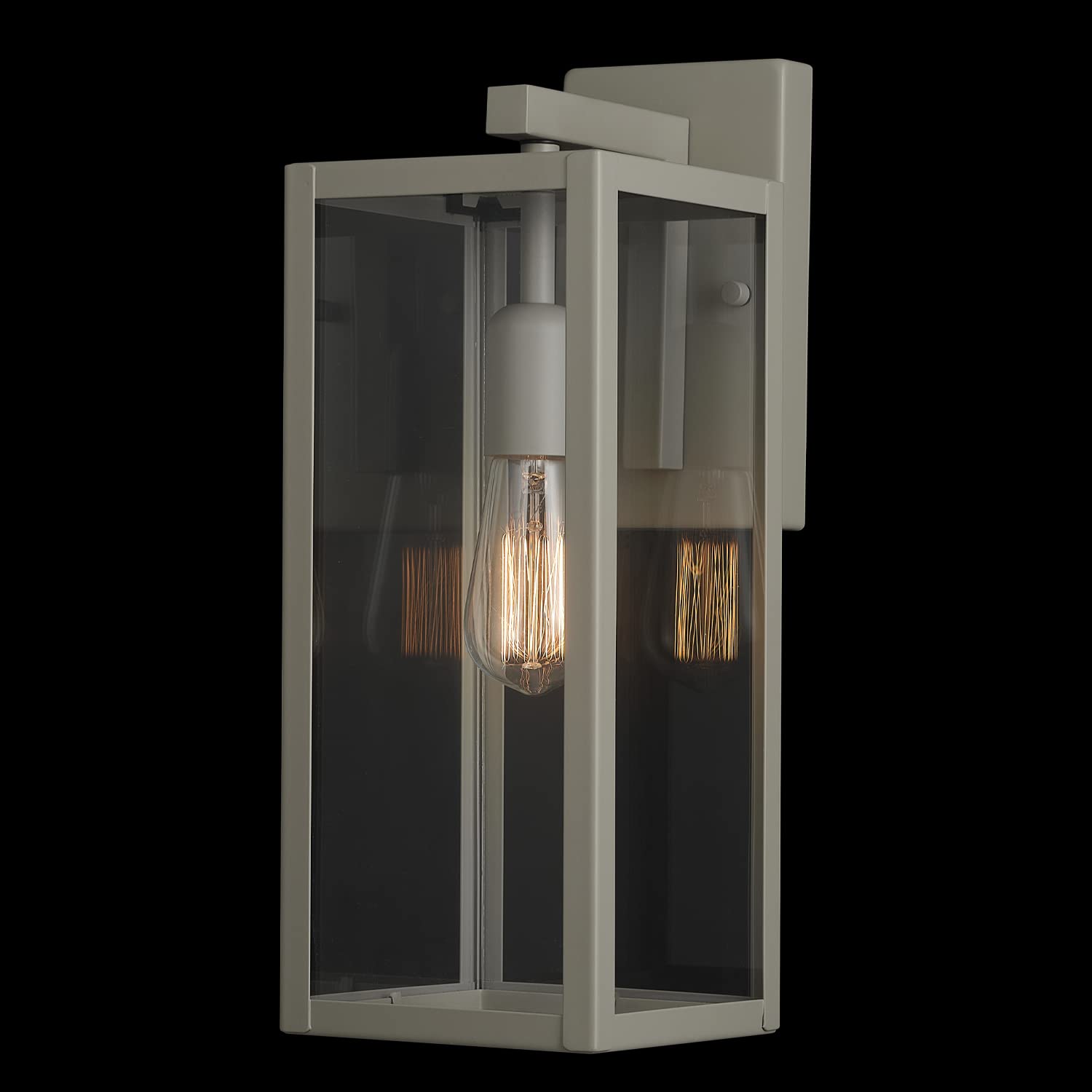 1-Light Outdoor Indoor Wall Sconce, Matte Black, Clear Glass Shade 16