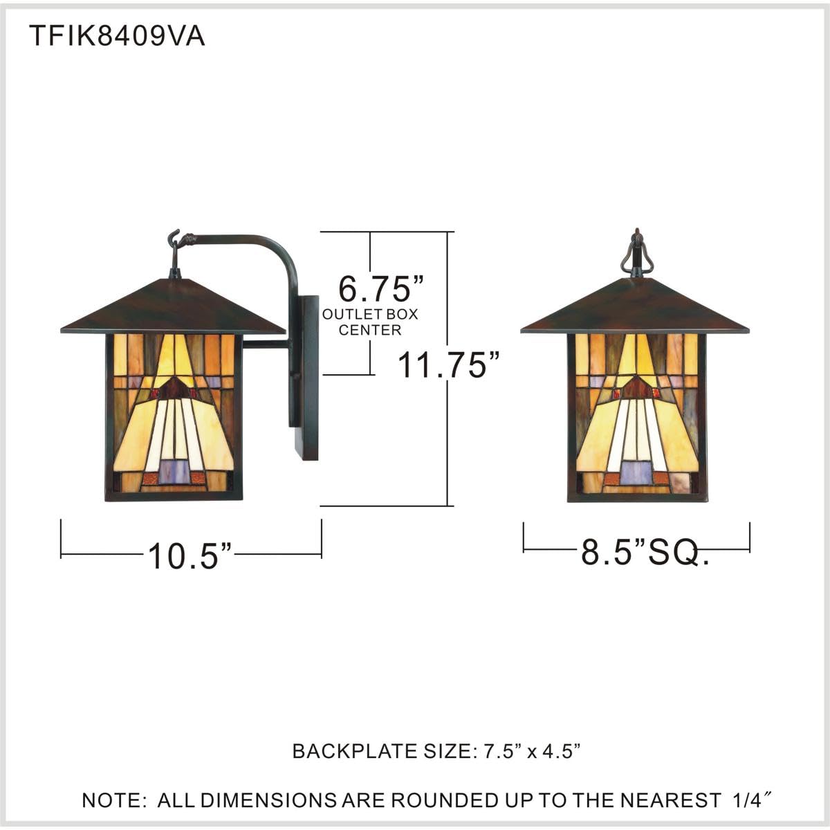 Classic Geometric Handcrafted Mission Outdoor Wall Sconce, 1-Light 100 Watt, 11" H x 7" W, Valiant Bronze