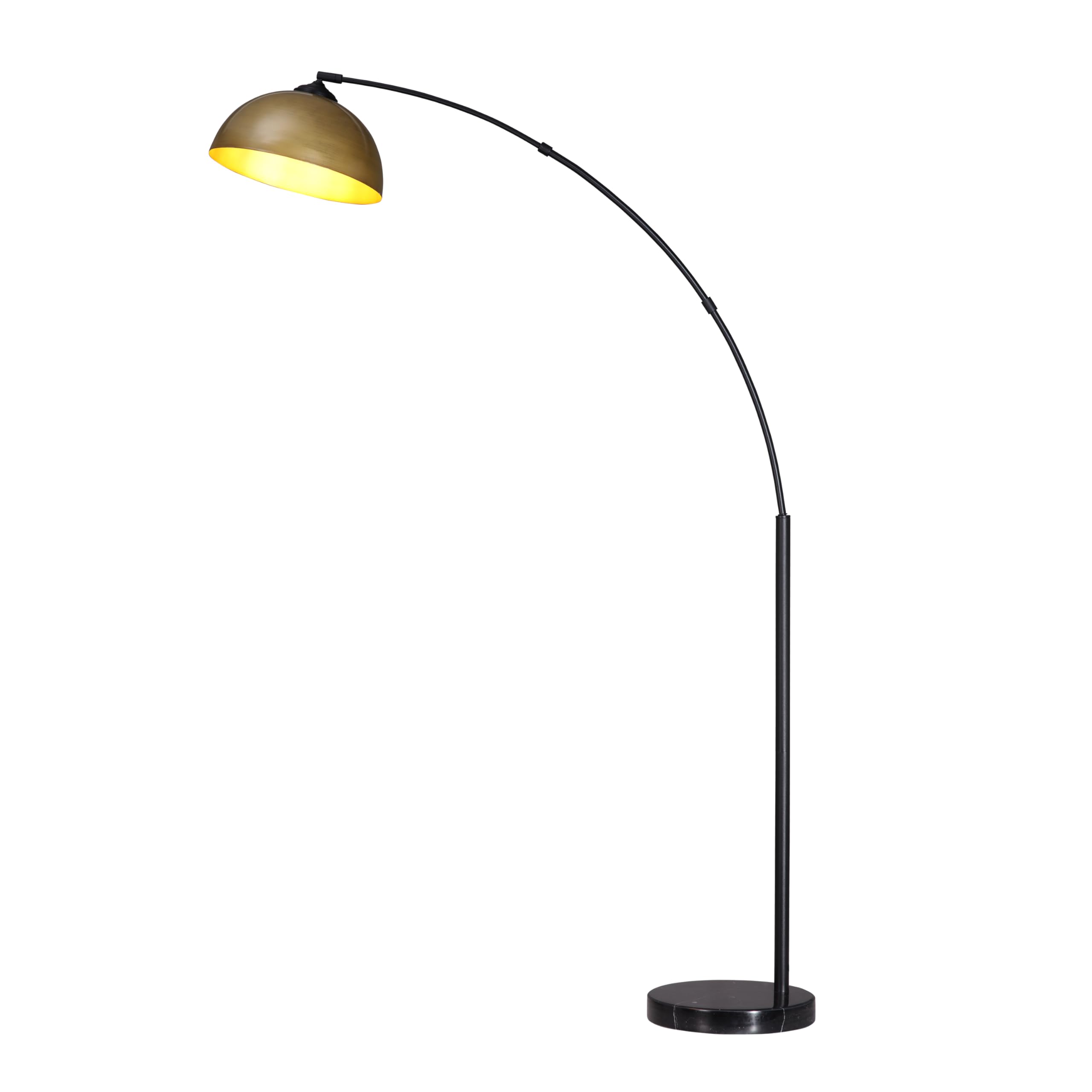 Moab - Modern Arc Floor Lamp with Adjustable Dome Shade, Marble Base, and Foot Pedal Switch, 64 Inch - Ideal for Living Room, Bedroom, Office, Brushed Gold