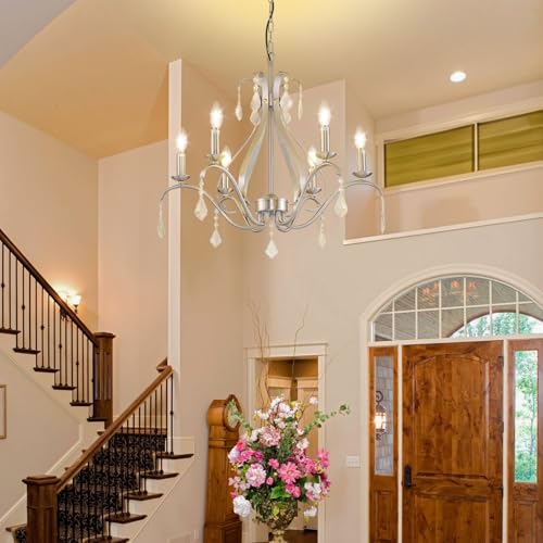 Gold Chandelier Light Fixtures Farmhouse: Modern Chandeliers for Dining Room, 8-Light Gold Crystal Chandelier, Foyer Chandeliers for High Ceilings, for Entryway,kitchen,Bedroom,Living Room,Staircase