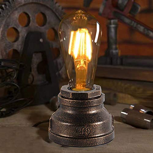 Vintage Touch Control Table Lamp,Edison 4W LED Dimmable Bulb Included,with 3 Levels of Brightness,Small Desk Industrial Night Light for Living Room Bedroom,Bronze