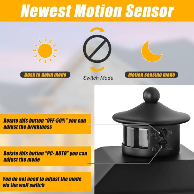 Motion Sensor Outdoor Wall Lights 2 Packs- Updated Dusk to Dawn Outdoor Lighting, Exterior Light Fixtures with E26 Sockets & Tempered Glass, Wall Mounted Black Waterproof Outdoor Lights for House