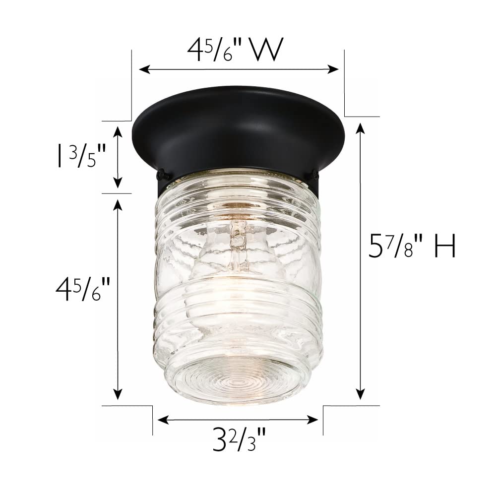 Design House 587311 Jelly Jar Classic 1-Light 2-Pack Indoor/Outdoor Wall Light with Clear Ribbed Glass for Entryway Porch Patio, Oil Rubbed Bronze