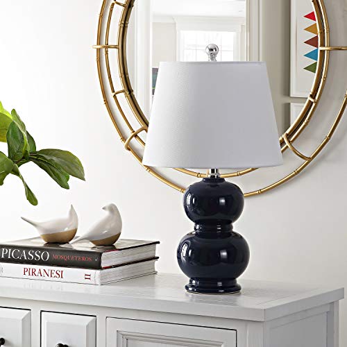 Modern Contemporary Ivory Ceramic Double Gourd 22-inch Bedroom Living Room Home Office Desk Nightstand Table Lamp (LED Bulb Included)