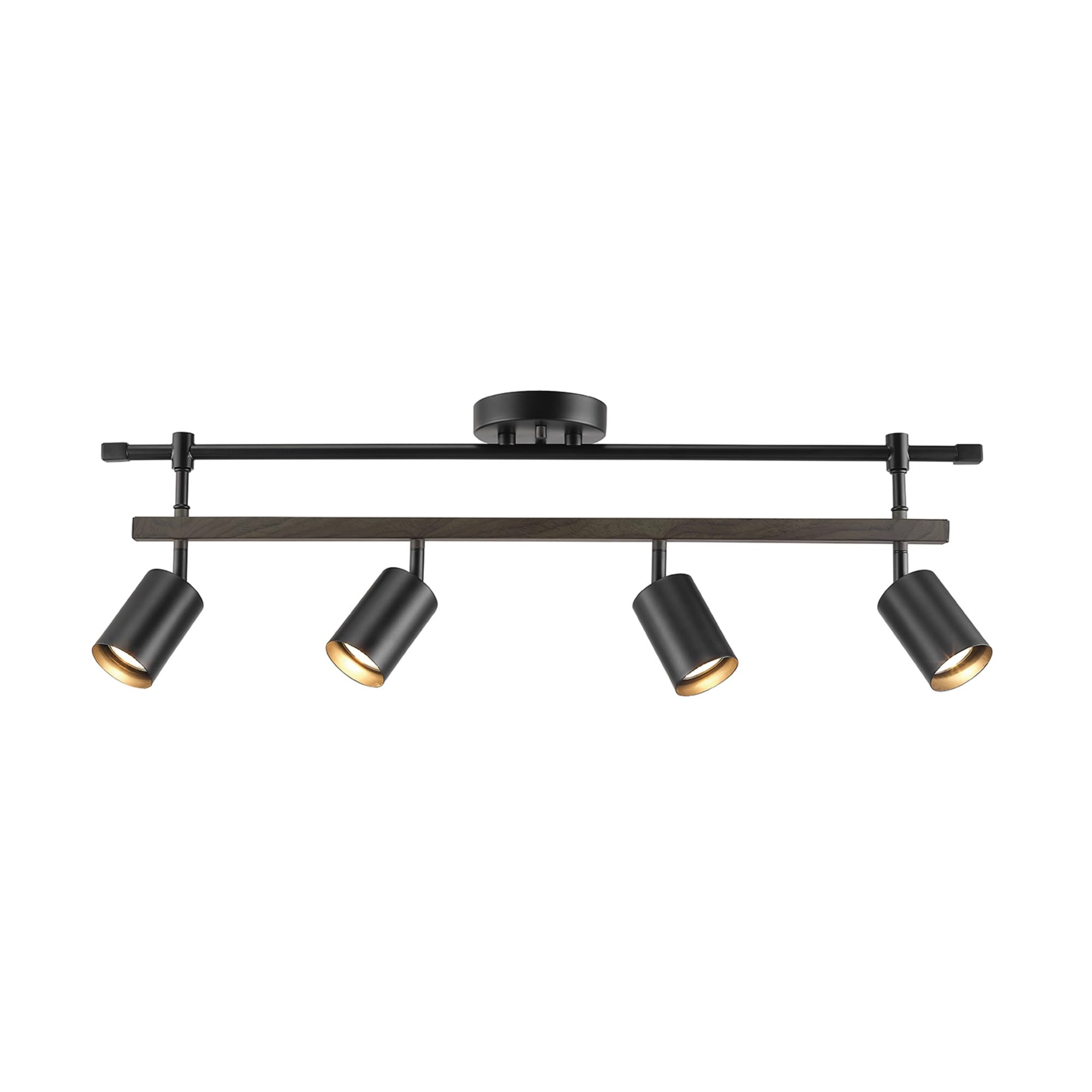 5-Light Track Lighting, Center Swivel Bar, Matte Black, Ceiling Light, Track Light Heads, Pivot Shades, Track Ceiling Light, Track Lighting Kit, 5 Bulb Kitchen Light