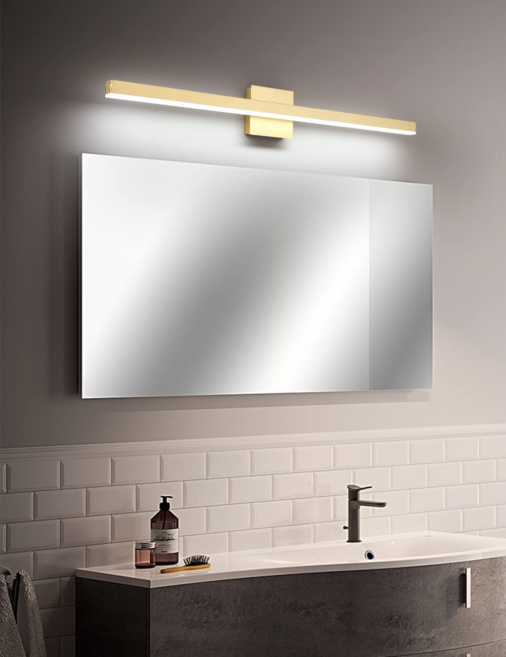 Joossnwell LED Bathroom Vanity Lighting Fixture Modern Bath Light Bar 15.75inch Black Wall Sconce 12W 4000K