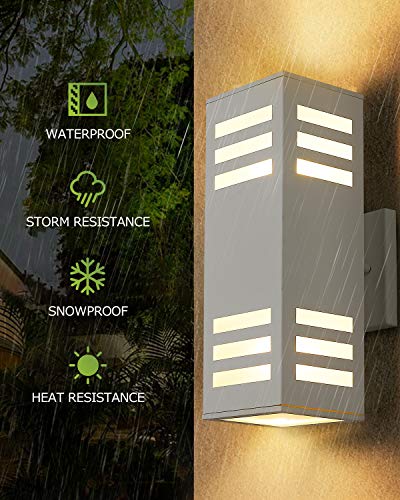 harriet Outdoor Wall Lights, Modern Outdoor Wall Sconces Aluminum Waterproof, 13" Rectangular Porch Light Up and Down Lighting for Outdoor Wall Mount, Black