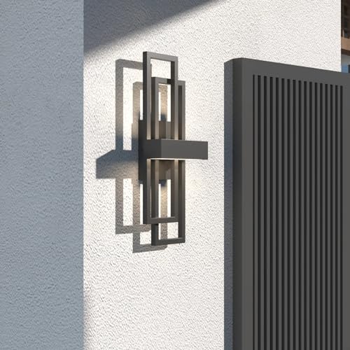 Black LED Wall Sconce, 20" Modern Exterior Light Fixture Outdoor Wall Light, 1000LM Dual Rectangle Wall Sconces Indoor Wall Mount Light Wall Lamps for Bedroom