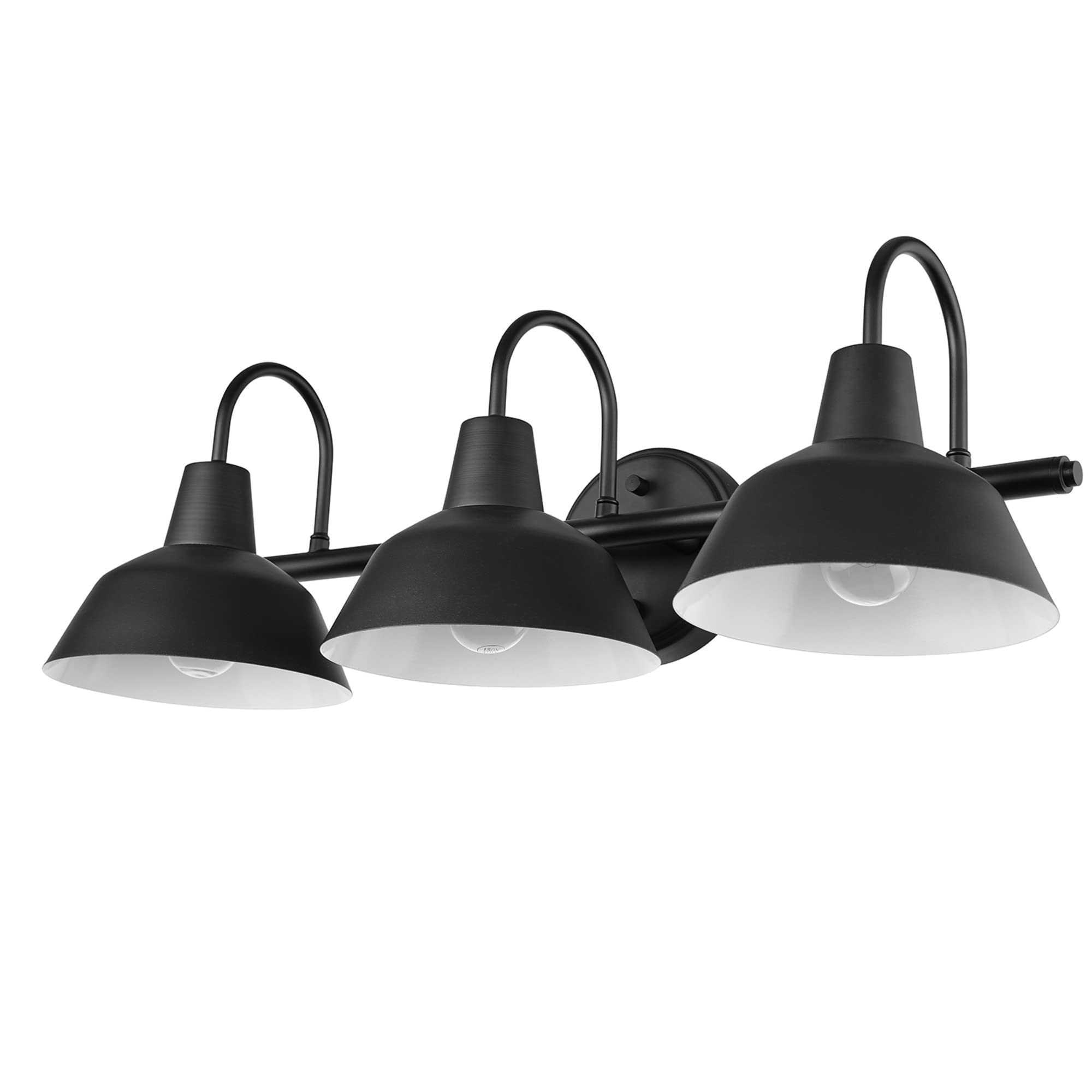 Globe Electric 51710 Bathroom Accessory Set, Matte Black, 3-Light Vanity Light, Towel Bar, Towel Ring, Robe Hook, Toilet Paper Holder, Bathroom Lights Over Mirror, Home Décor, Brooklyn, 5-Piece