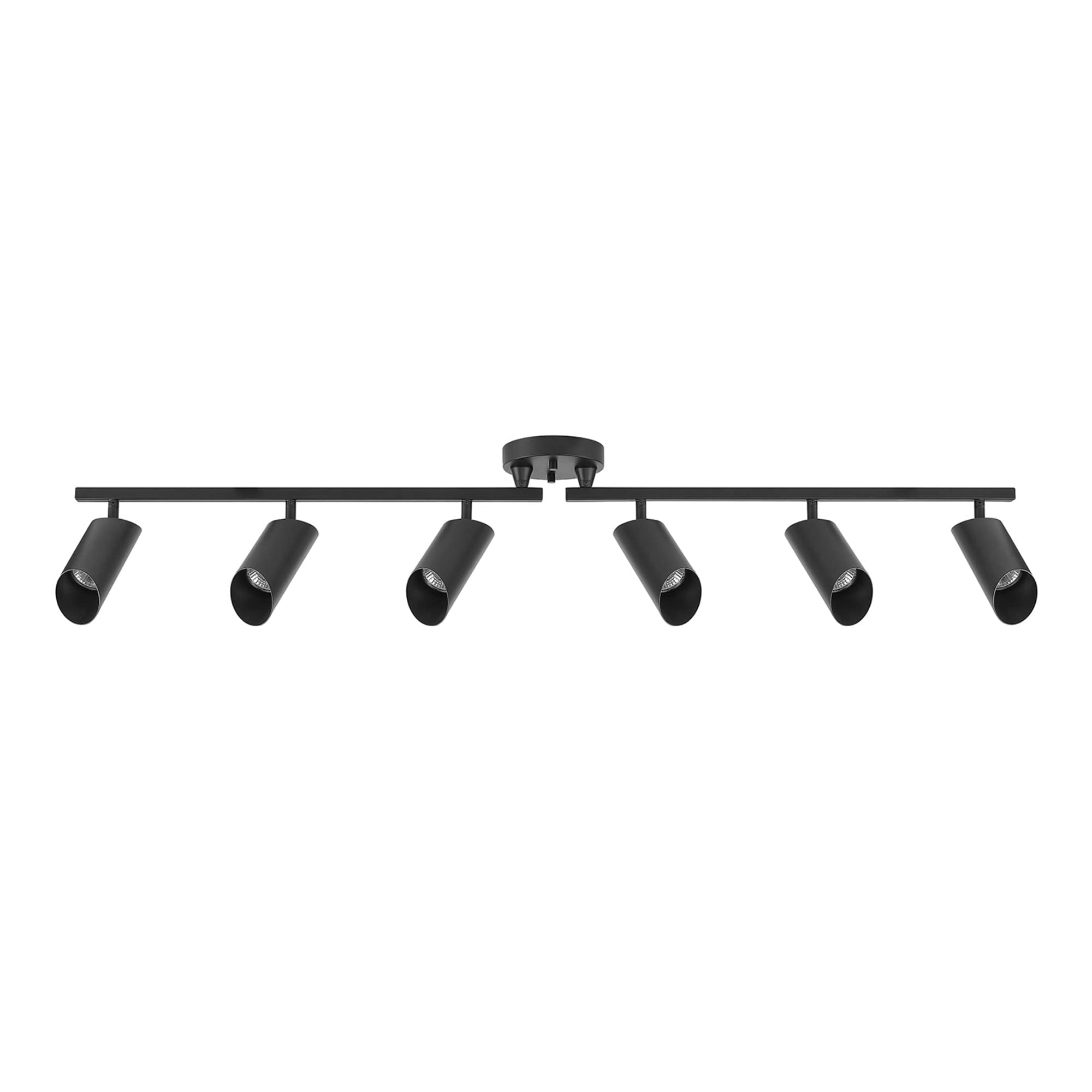 6-Light Track Lighting, Matte Black, Center Swivel Bars