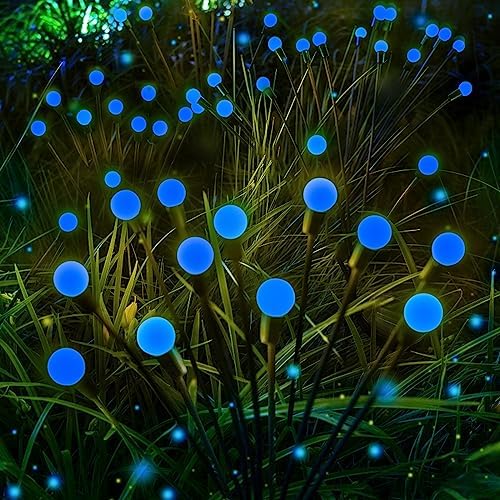 6-Pack Solar Garden Lights, 48 LED Firefly Lights Solar Outdoor (Sway by Wind), Waterproof Swaying Solar Lights for Outside Fairy Garden Decor Yard Patio Pathway Landscape Decorations (Warm White)