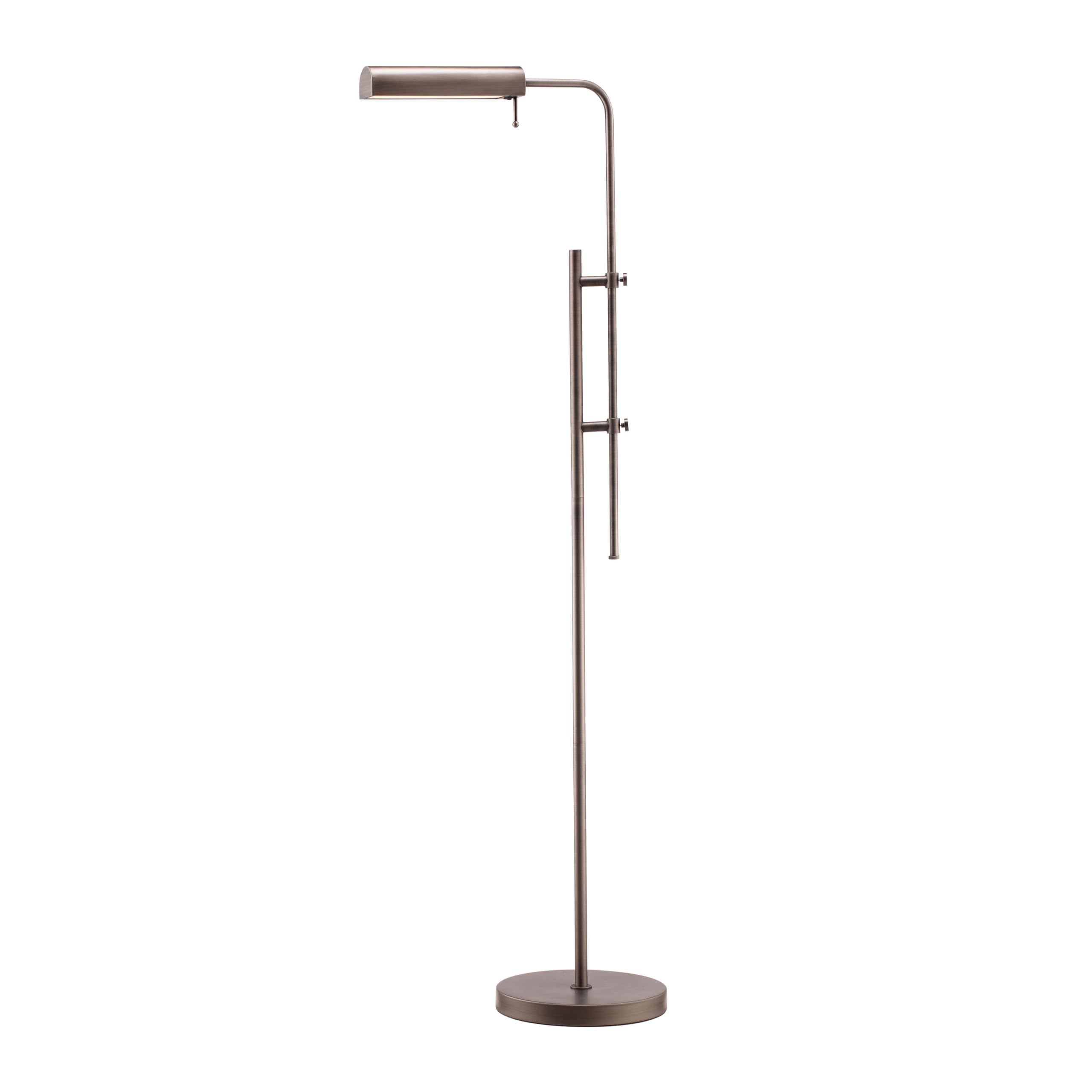 Cedric Adjustable Pharmacy Floor Lamp - Industrial Design for Reading, Crafting, Work - 10W LED, Height 45-61 inches - Ideal for Living Room, Bedside, Office - Antique Nickel