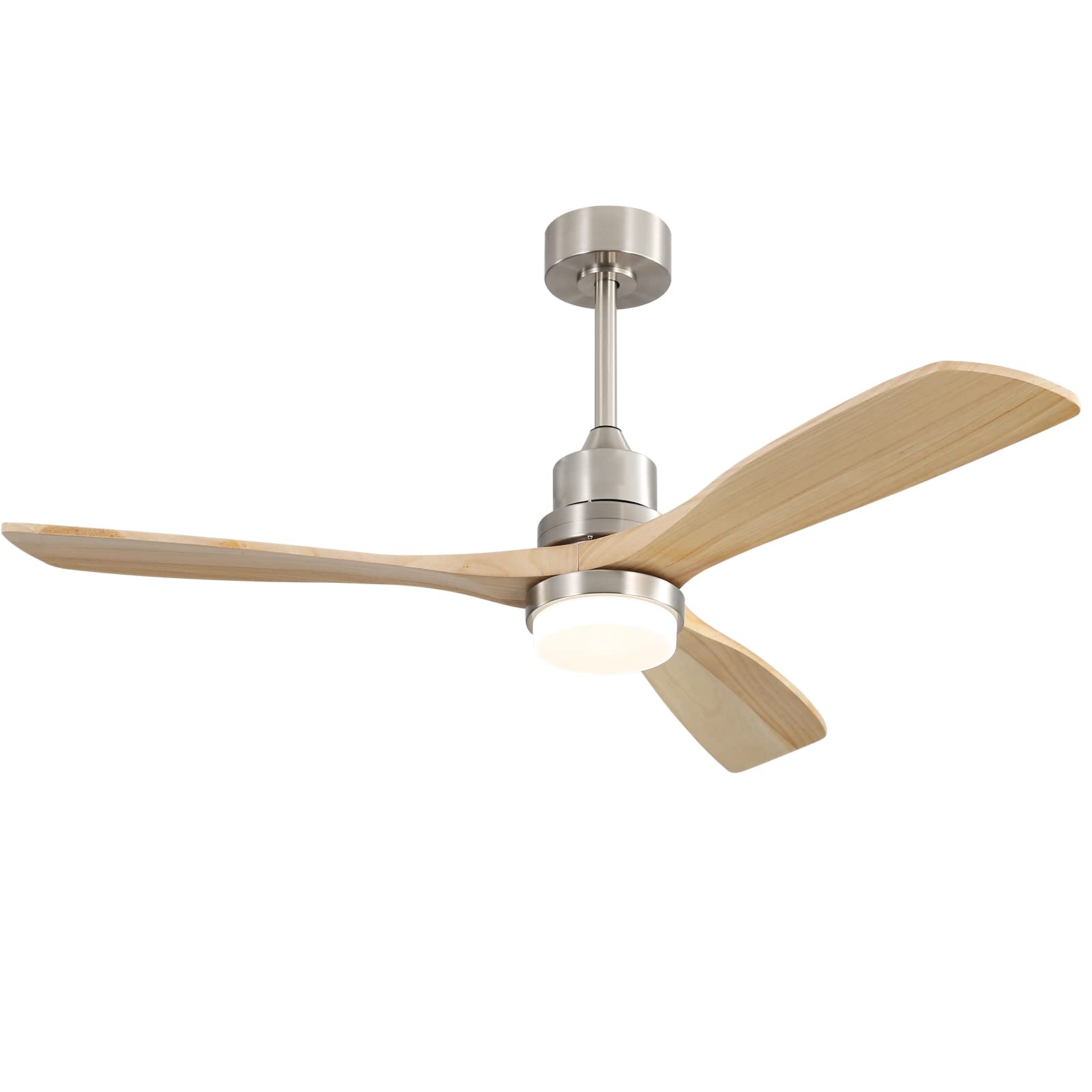 Low Profile Ceiling Fan With Lights Remote Control 52 Inch Flush Mount Ceiling Fan Modern Wood Blade Fan For Bedroom Living Room Indoor Outdoor Farmhouse Patio, Noiseless DC Motor